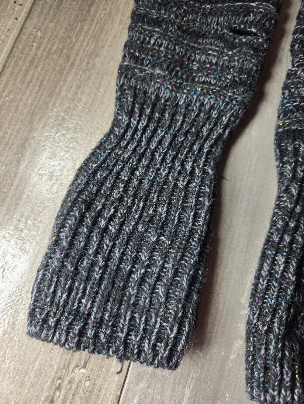 Knit Arm Warmers Dark Speckled Gray Charcoal Women’s One Size